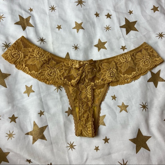 NWOT Mustard Lace Lavit Anthropologie Thong Medium - Picture 6 of 7